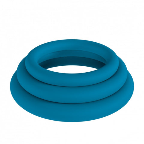 Level Classic Silicone Cock Ring Set of 3 Teal