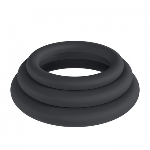 Levelz Classic Silicone Cock Ring Set Of 3 Black