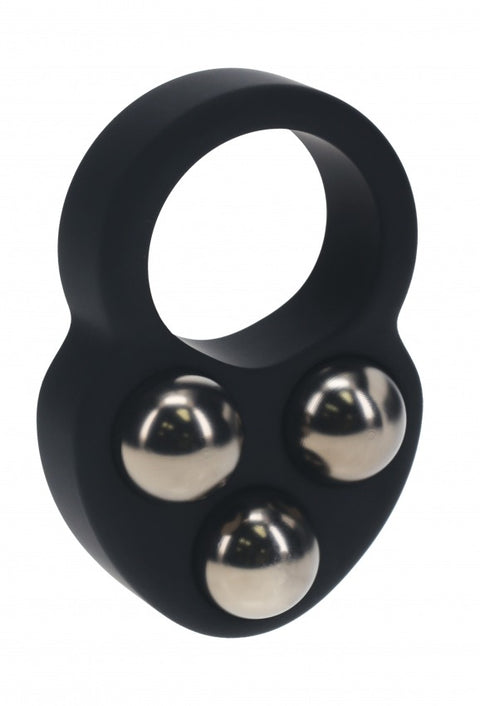 Levelz Liquid Silicone Triple Weighted Ball Cock Ring Black