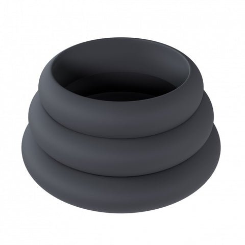 Levelz Wide O Silicone Cock Ring Set of 3 Black