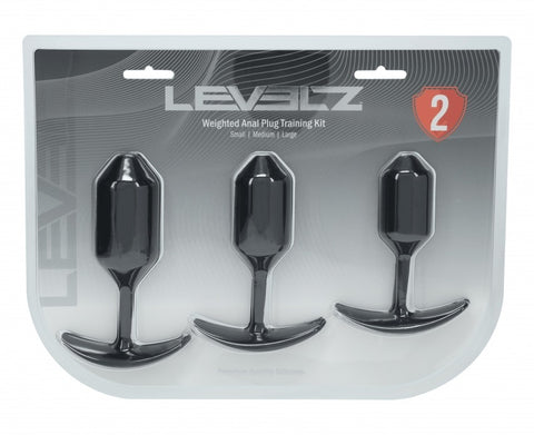 Levelz Silicone Weighted Anal Plug Training Kit Set Of 3 Black