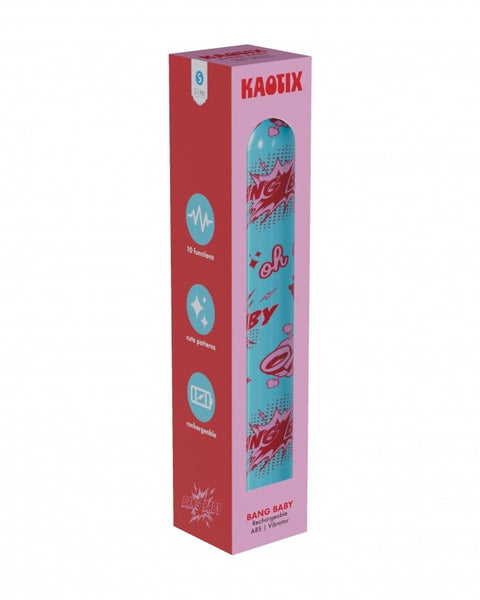Red and pink packaging box with colorful text and graphics on a white background