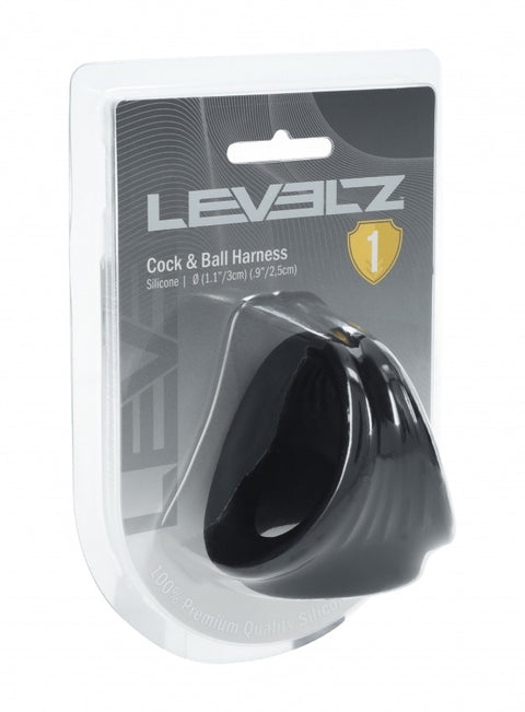 Levelz cock and ball harness packaging on a white background