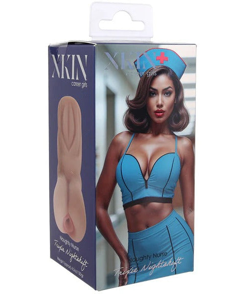 NINX underwear packaging with a model wearing a blue nurse outfit on a white background