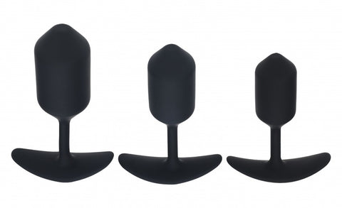 Levelz Silicone Weighted Anal Plug Training Kit Set Of 3 Black