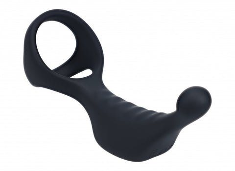 Levelz Vibrating Silicone Prostate Stimulator with Tri O Cock Ring Black