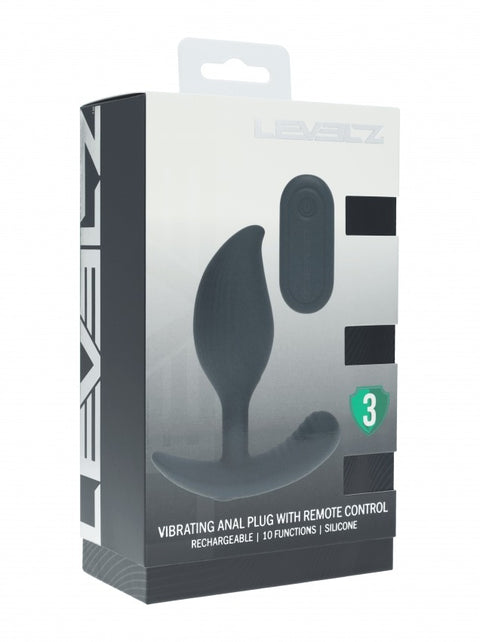 Boxed vibrating anal plug with remote control on a white background