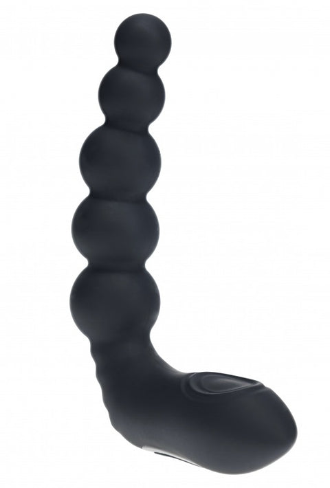Levelz Vibrating Heating - Bendable Tapping Beaded Silicone Prostate Stimulator Black