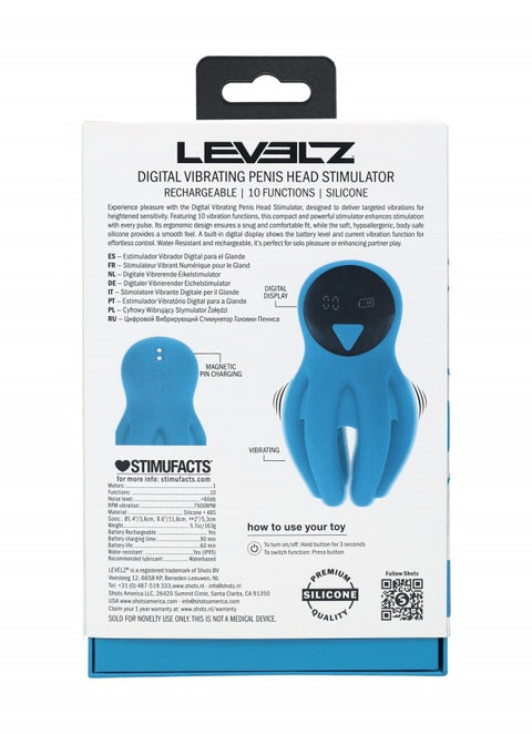 Levelz Digital Vibrating Silicone Penis Head Stimulator with Tentacles Teal