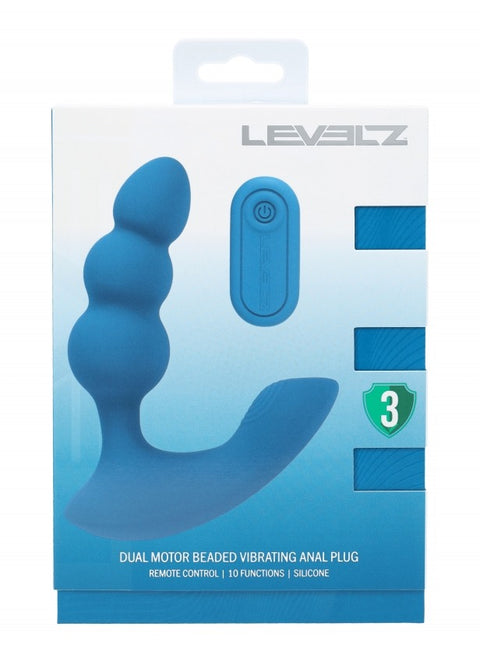 Levelz Dual Motor Remote Control Beaded Vibrating Liquid Silicone Prostate Stimulator Teal