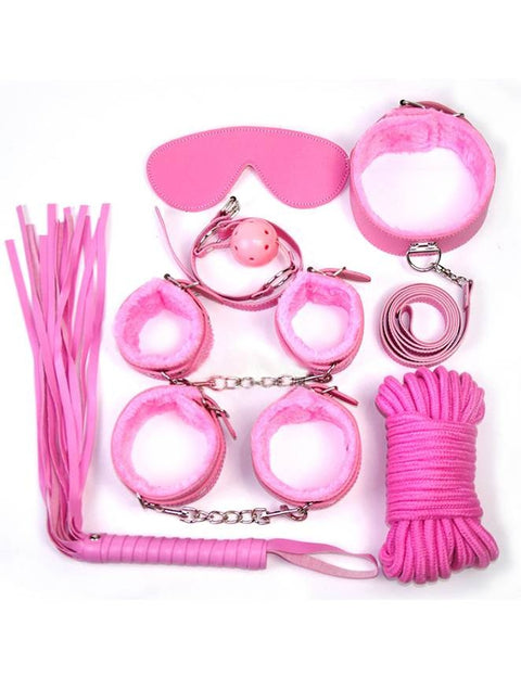 Faux Leather Bondage Kit C80689-3 Pink