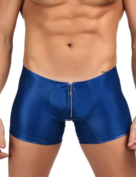 Faux Leather Men's Zip Undies MP069-2 Dark Blue S