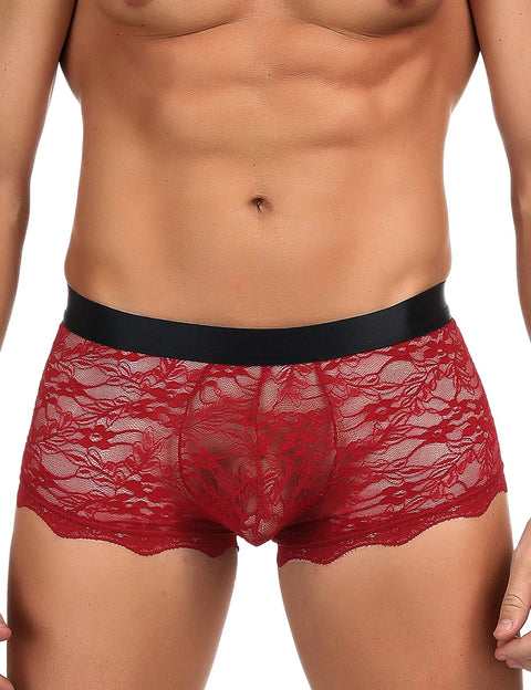 Lace Strappy Mens Undie MP073-2 Black/Red M