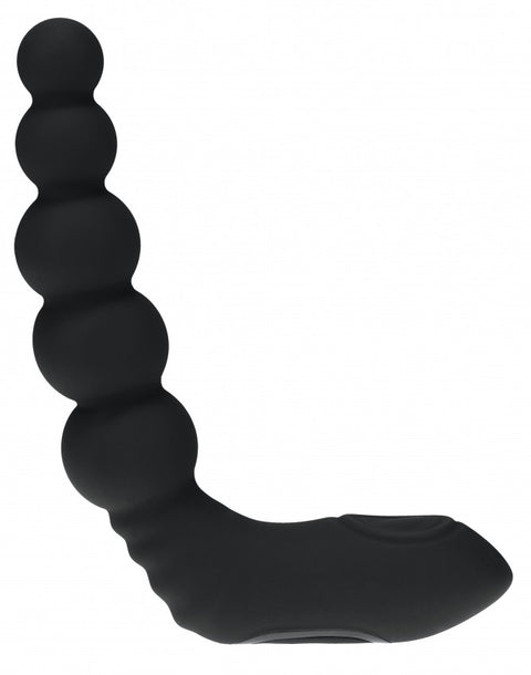 Levelz Vibrating Heating - Bendable Tapping Beaded Silicone Prostate Stimulator Black