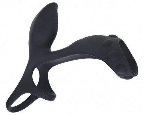 Levelz Vibrating Silicone Cock & Ball Ring with Shaft Loop Black