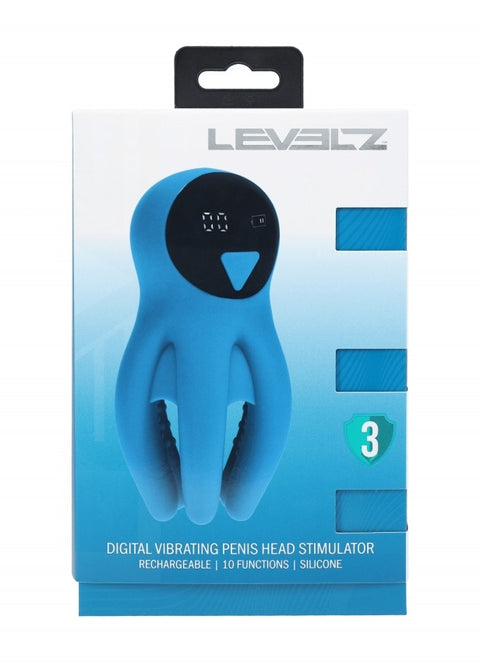 Levelz Digital Vibrating Silicone Penis Head Stimulator with Tentacles Teal