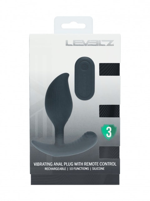 Levelz Remote Control Vibrating Liquid Silicone Anal Plug Black