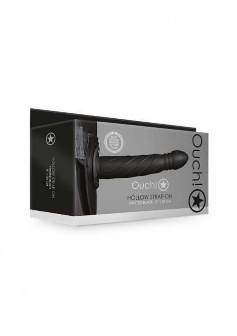 Ouch Twisted Hollow Strap-On 8" Black