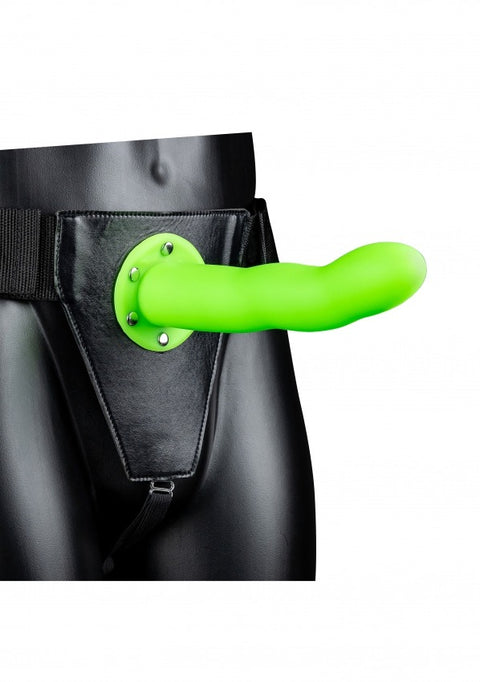 Ouch Curved Hollow Strap-On 8" Glow N Dark