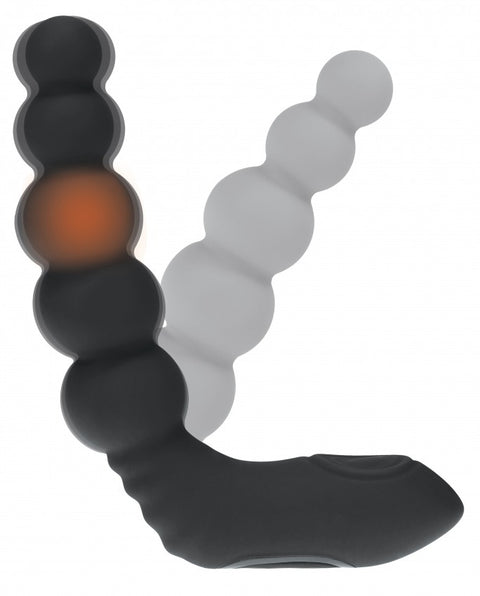 Levelz Vibrating Heating - Bendable Tapping Beaded Silicone Prostate Stimulator Black