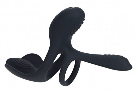 Levelz Triple Motor Vibrating Silicone Cock Ring Black