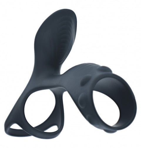 Levelz Vibrating Silicone Cock & Ball Ring with Shaft Loop Black