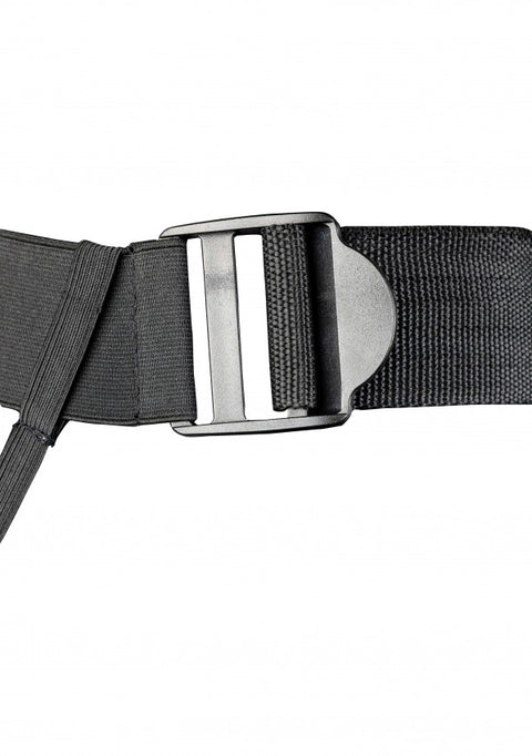 Ouch Ribbed Hollow Strap-On w/Balls 8" Black