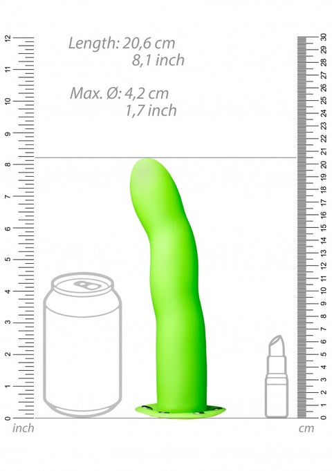 Ouch Curved Hollow Strap-On 8" Glow N Dark