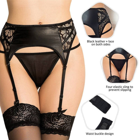 Faux Leather Transparent Garter Belt P5118 3XL