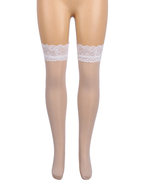 Sexy Lace Stockings With Silicone Straps H2157 White XS/M