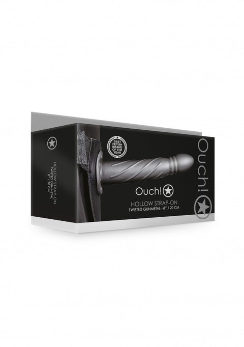 Ouch Twisted Hollow Strap-On 8" Grey