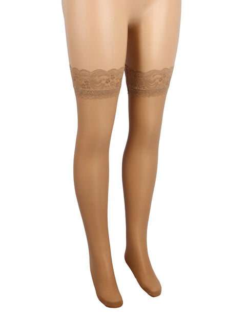 Sexy Lace Stockings With Silicone Straps H2157 Nude L/2XL