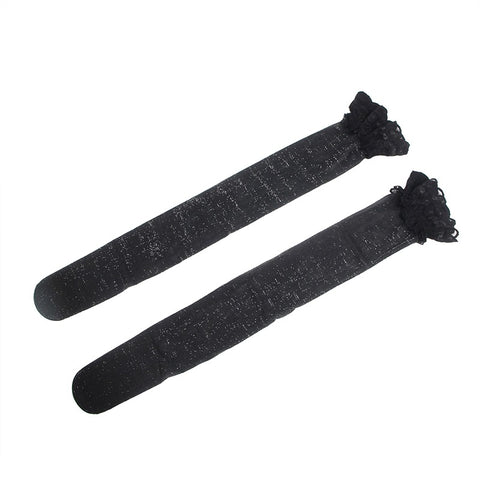 Sexy Lace Pearlescent Stockings With Silicone Straps H3571 Black 3XL/5XL