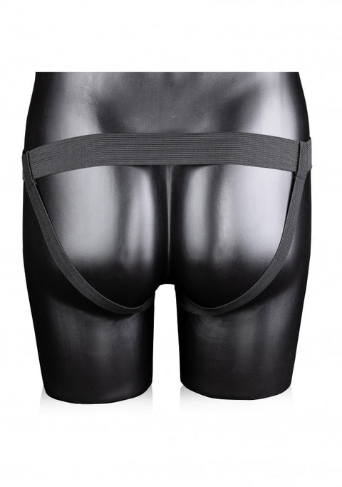 Ouch Ribbed Hollow Strap-On w/Balls 8" Black