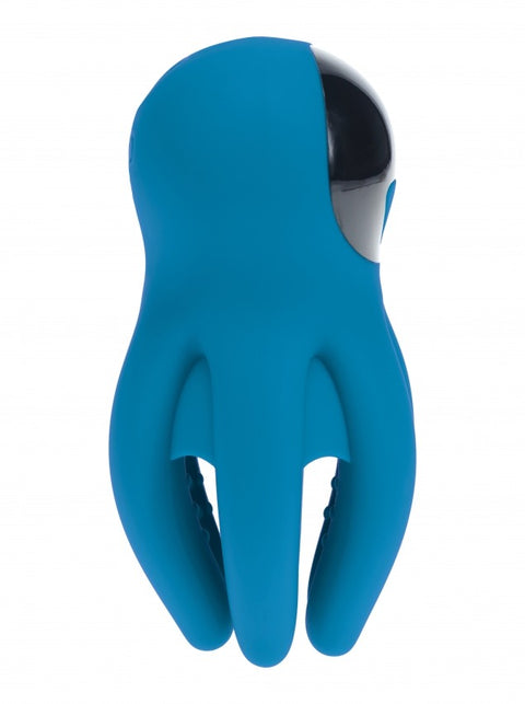 Levelz Digital Vibrating Silicone Penis Head Stimulator with Tentacles Teal