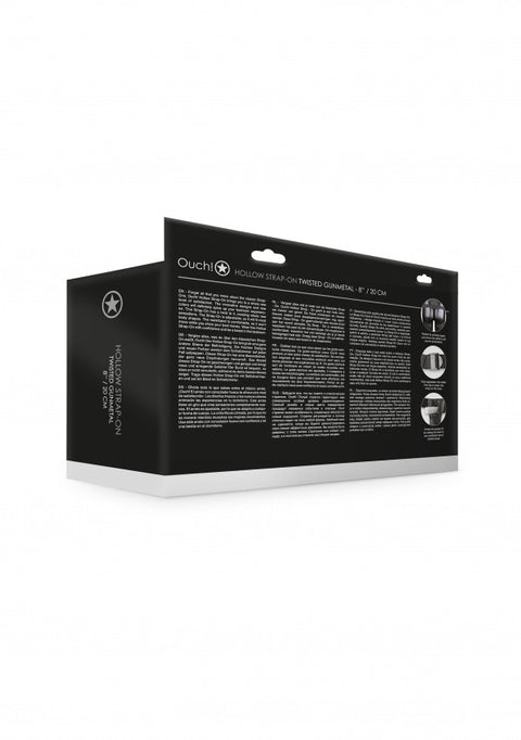 Ouch Twisted Hollow Strap-On 8" Grey