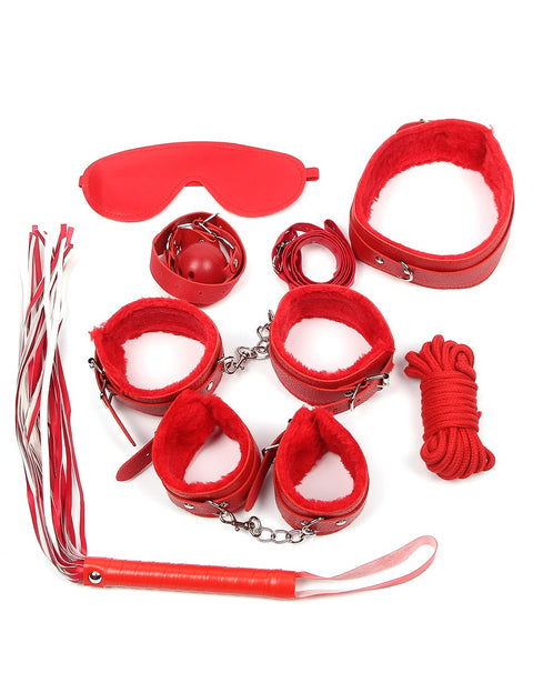 Faux Leather Bondage Kit C80689-2 Red