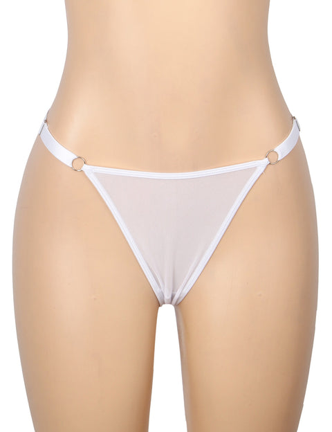 Sexy Lace Ruffled Suspender Nightdress/Chemise & Matching G-String Set R82096-2P White 2XL