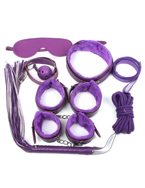 Faux Leather Bondage Kit C80689-4 Purple