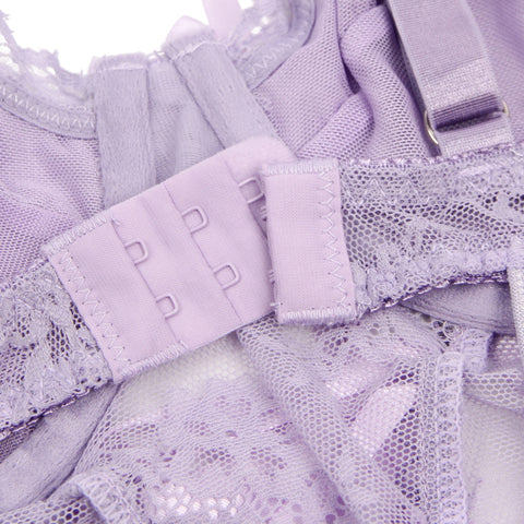 Lace Mesh Sexy Push Up Suspenders Nightdress R81314-2 Purple XL