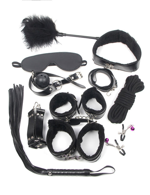 Faux Leather Ten Piece Bondage Set C80719-1 Black