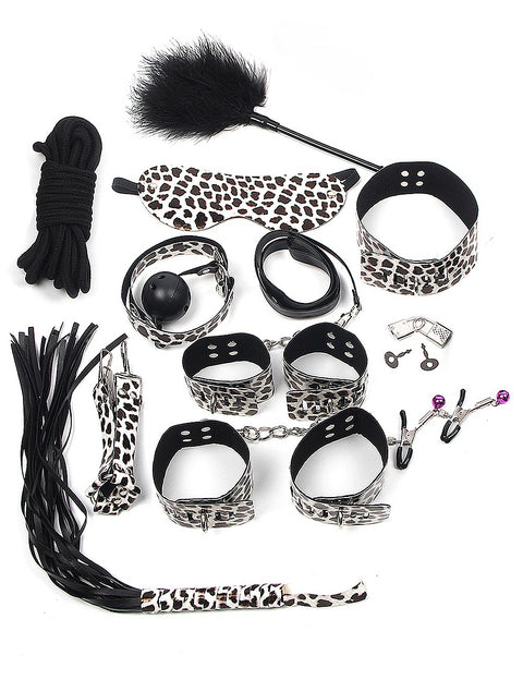 Faux Leather Leopard Bondage Set