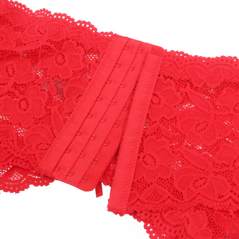 Sexy Lace Metal Clips Garter & Panty P5253-2 Red M/L