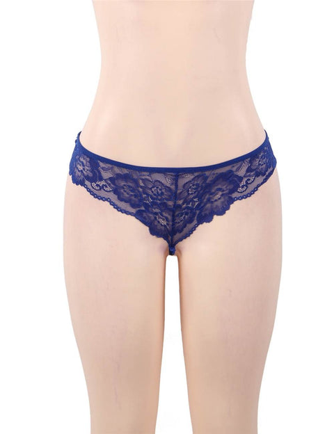 Elegant Backless Fly-away Babydoll & Panty Set  R80641-3P Blue 3XL/4XL