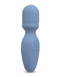 Blue silicone bullet vibrator on a white background