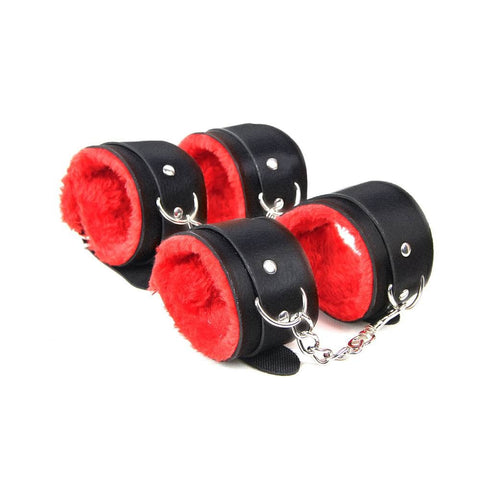 Faux Leather Ten Piece Bondage Set C80719-2 Red/Black