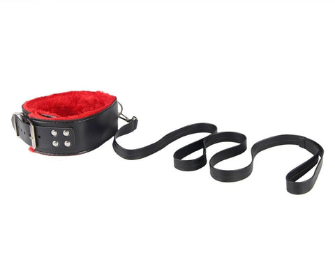 Faux Leather Ten Piece Bondage Set C80719-2 Red/Black