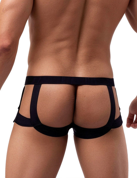 Faux Leather & Mesh Sexy Low Waist Mens Jockstrap MP305-1 Black S