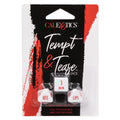 Dice set with 'Tempt & Tease' packaging featuring Calexotics branding.