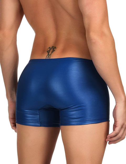 Faux Leather Men's Zip Undies MP069-2 Dark Blue S